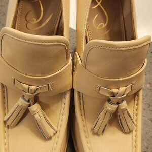 Sam Edelman Beige Leather Platform Loafers